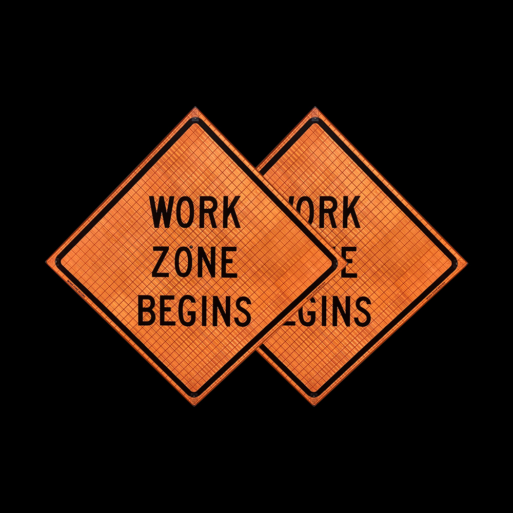 48 Inch Reflective Work Zone Begins Roll Up Traffic Sign - 